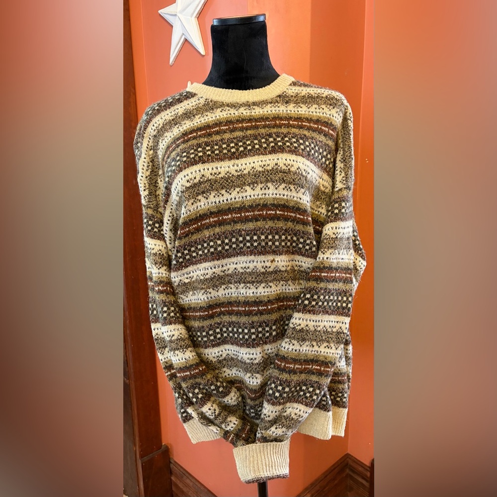 Arrow Men's Earth Tone Patterned Crewneck Sweater